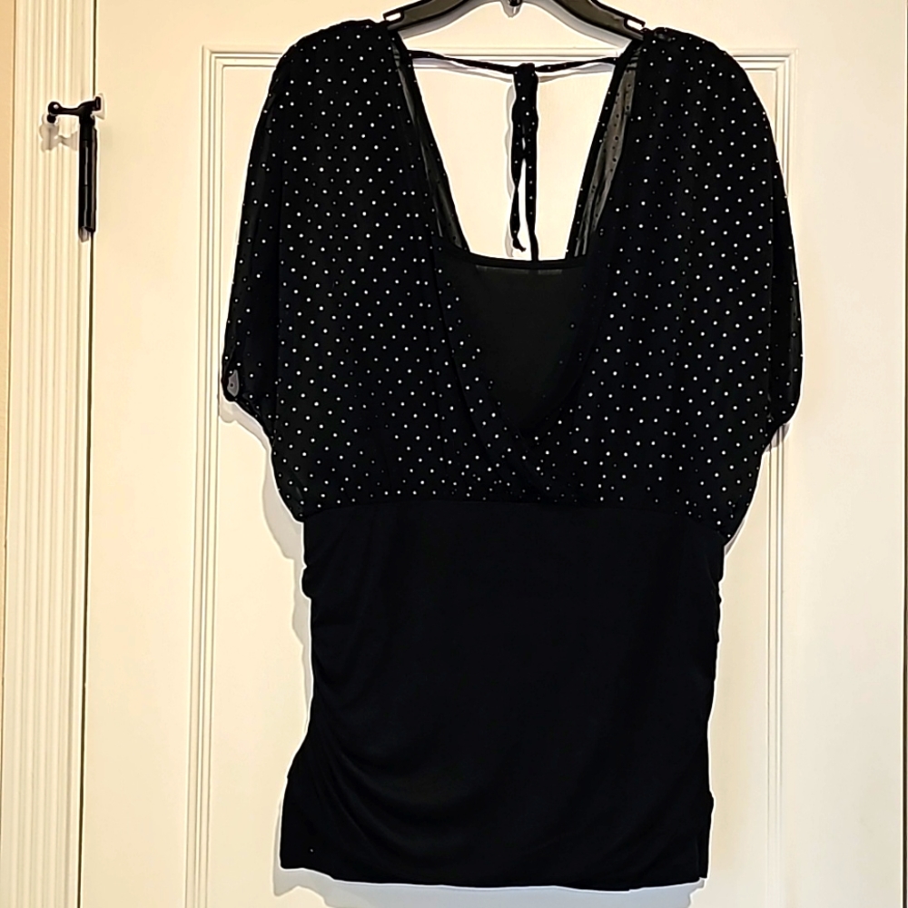 Maurices Black sheer polester rayon studded top